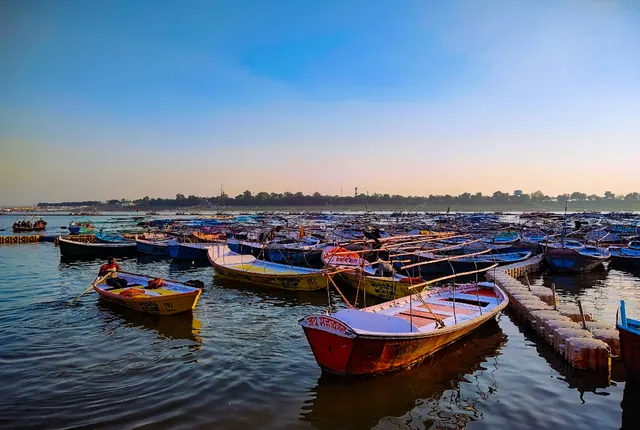Boats at Triveni Sangam, Prayagraj